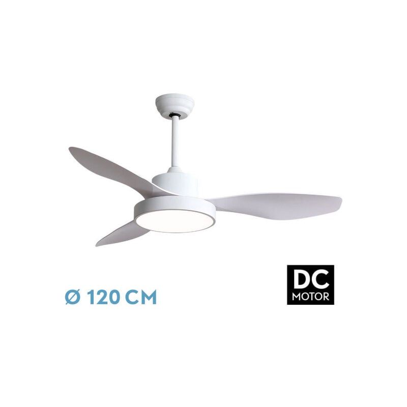 Fabrilamp - todolampara - Ventilateur de plafond de avec lumière led 40W modèle hayate Blanc, 3 nuances de lumière avec mémoire, 3 pales, 3 vitesses,