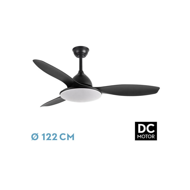 Ventilateur dc black yael 72w 3000-4000-6000k 122d 7200llm 3 pales, remote+timer+memory
