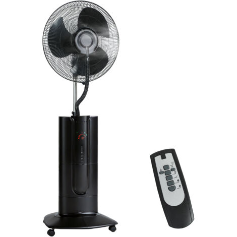 Ventilateur brumisateur 100W avec ionisation négative, sur pied 130 cm, 3 vitesses, 3 modes, minuterie programmable, noir silencieux.