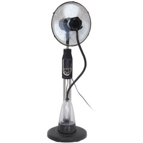 Paris Prix – Ventilateur brumisateur oscillant 40W – 3 vitesses – Oscillation 90° – Réservoir 2L pour 7h30 de brumisateur – Noir