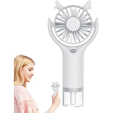 Ventilateur brumisateur, rechargeable, refroidissement réglable à 3 vitesses, alimenté par USB, adapté à la maison, au camping, à l'extérieur, blanc