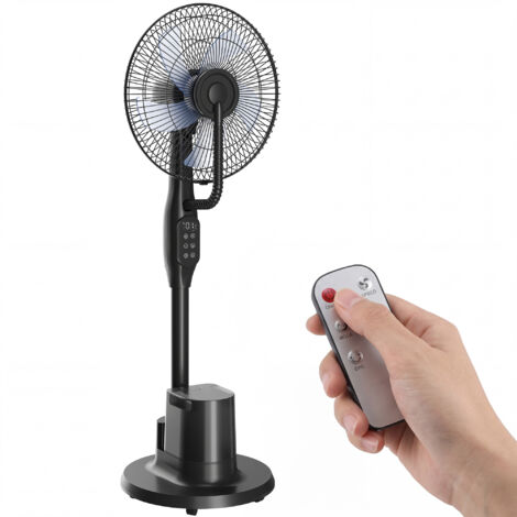 Ventilateur brumisateur silencieux 90W ventilateur sur pied 128cm oscillation 70° 3 vitesses 3 modes minuterie noir