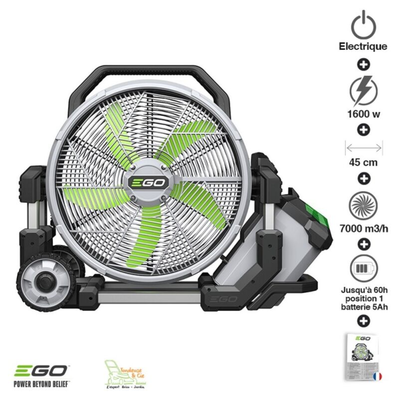 Ego Power+ - Ventilateur brumisateur oscillant FN1800E 40W 5 vitesses H30cm D50cm Gris