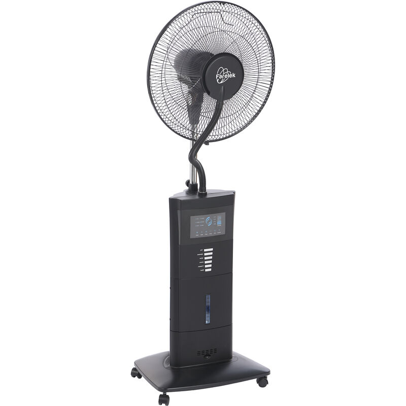 Farelek - Ventilateur brumisateur oscillant yellowstone 100W 3 vitesses H135cm D40cm Télécommande Noir