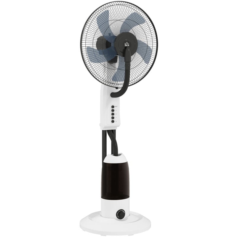 Homcom - Ventilateur brumisateur sur roulettes - oscillant silencieux 90 w - 4 vitesses - dim. ø 44 x 120H cm noir blanc