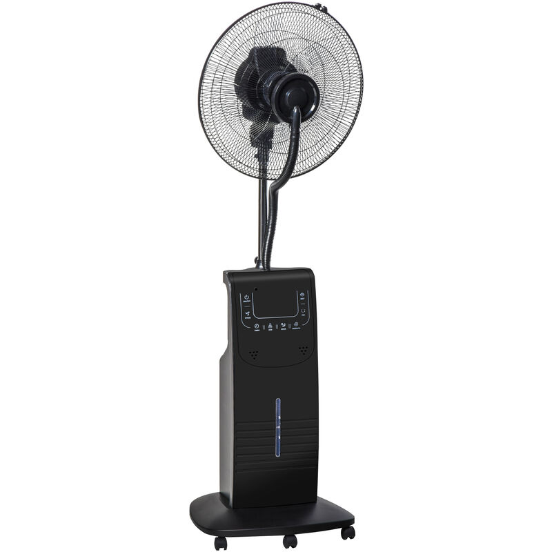 Ventilateur brumisateur sur roulettes - oscillant silencieux 90 w avec télécommande - minuterie 3 modes 3 vitesses - noir - Homcom