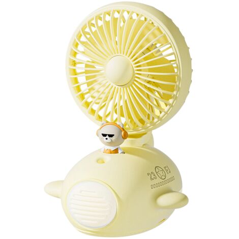 Ventilateur brumisateur USB mignon pour bureau et dortoir, couleur jaune, idéal pour étudiants