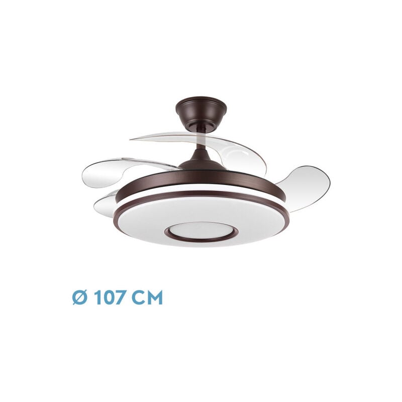 Ventilateur dc dani 59w 6980lm brown 4 blades desp.107d 3000-4000-6000k remote, reg.intensity, memory and timer