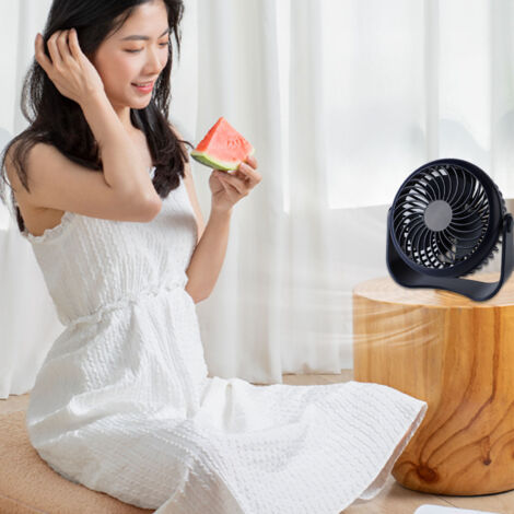 [Ventilateur Bureau Mini] + Fan Silent + T3 + [Rechargeable USB Rotatif 360°] Ventilateur silencieux rechargeable USB avec 3 vitesses, conception 3 feuilles, rotation 360°, pour maison bureau camping,