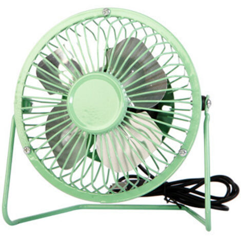 Ventilateur bureau USB 10 cm, mini ventilateur métal silencieux portable maison voyage vert