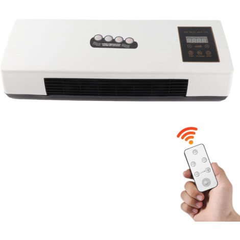 Ventilateur chauffant mural portable électrique pour salle de bain et chambre à coucher avec télécommande et timer 6 heures - ABS et PP - 1800W