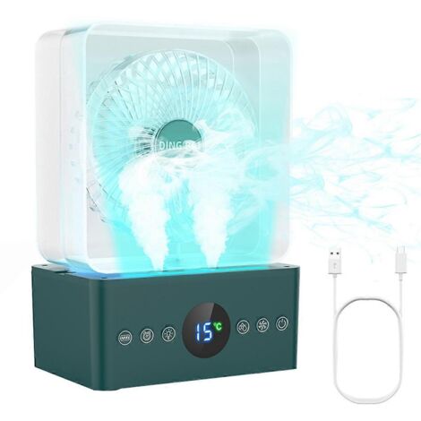 Ventilateur climatiseur avec batterie de 3600 mAh, refroidisseur d'air par évaporation à 3 vitesses --
