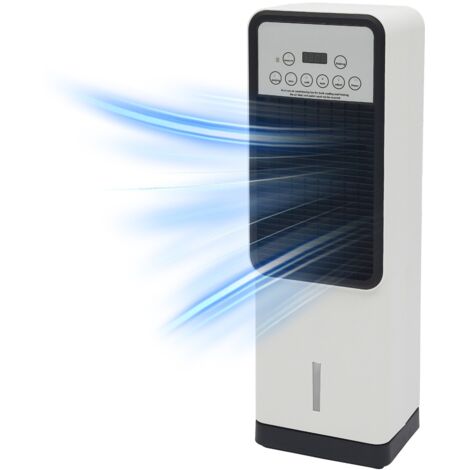 Ventilateur climatiseur réversible – 3 vitesses de refroidissement + 2 chauffages, PTC 1800W, humidificateur, purification d'air, télécommande