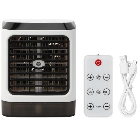 Ventilateur Climatiseur USB Portable avec Humidificateur et LED pour Bureau Chambre Maison
