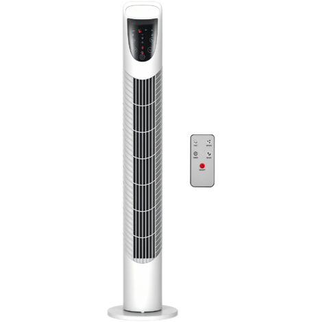 Ventilateur colonne 3 modes silencieux avec télécommande et minuterie 18 x 78.5 cm blanc