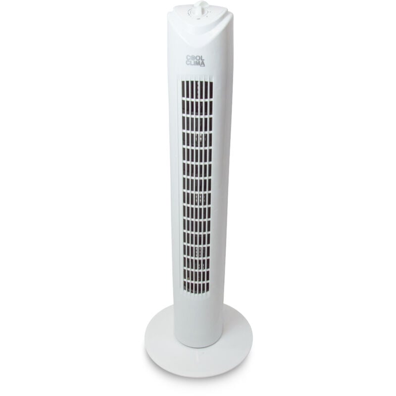Ventilateur colonne oscillant Cool Clima 45W 3 vitesses H80cm Blanc