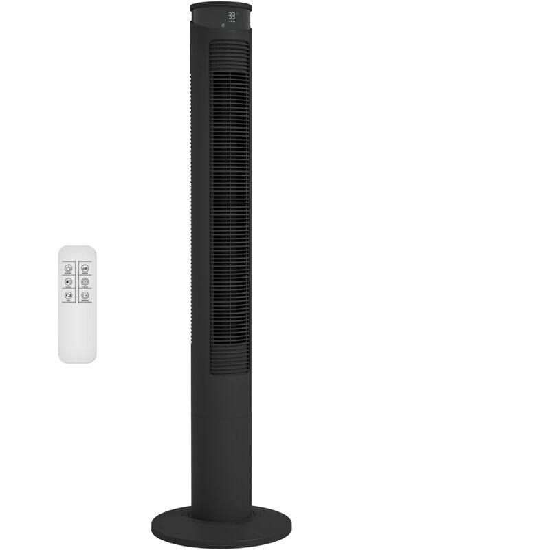 Ventilateur colonne oscillant 45W 3 vitesses 4 modes télécommande timer 12h filtre amovible noir