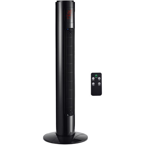 Ventilateur colonne oscillant 70° avec télécommande 3 modes 3 vitesses noir 32 x 32 x 96 cm