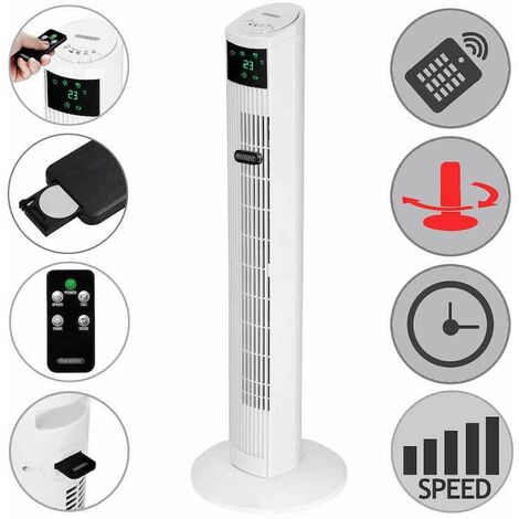 Ventilateur colonne oscillant de 96 cm avec télécommande - Circulation d'air optimale à 90° 