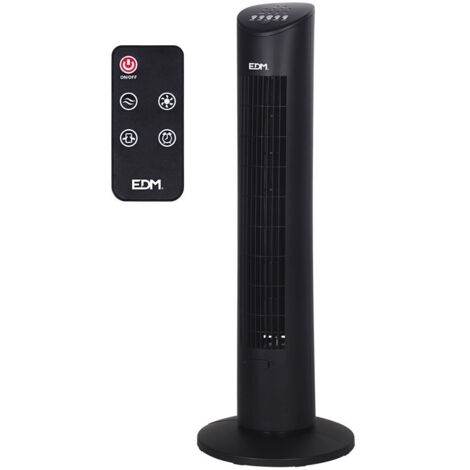 Ventilateur colonne oscillant EDM Noir 60W 3 vitesses H78.3cm D78.3cm Wifi