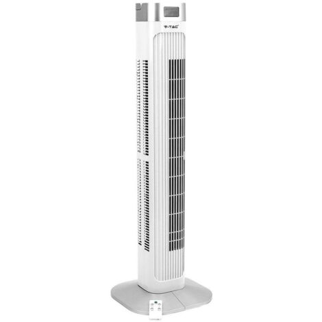 V-Tac – Ventilateur colonne oscillant 55W – 3 vitesses – Télécommande – Oscillation 70° – Minuterie jusqu'à 15h – Design compact gris - VT-5536