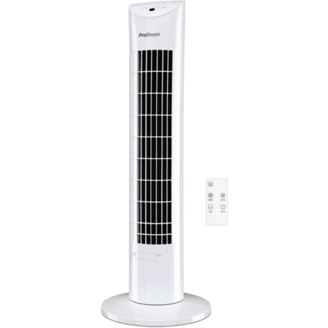Ventilateur Colonne Oscillante 76 cm, 60 watts, Oscillation 70°, 3 vitesses, Télécommande et Minuterie, Programmable - Blanc Pro Breeze