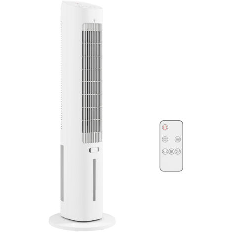 Ventilateur colonne rafraîchissant 3 en 1 : refroidisseur d'air, humidificateur, oscillation 48°, 3 vitesses & 3 modes, blanc