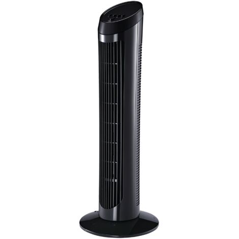 Ventilateur colonne silencieux et puissant 45W ventilateur tour 3 vitesses et oscillant 70°. pour chambre. bureau. 27 x 27 x 75 cm. noir