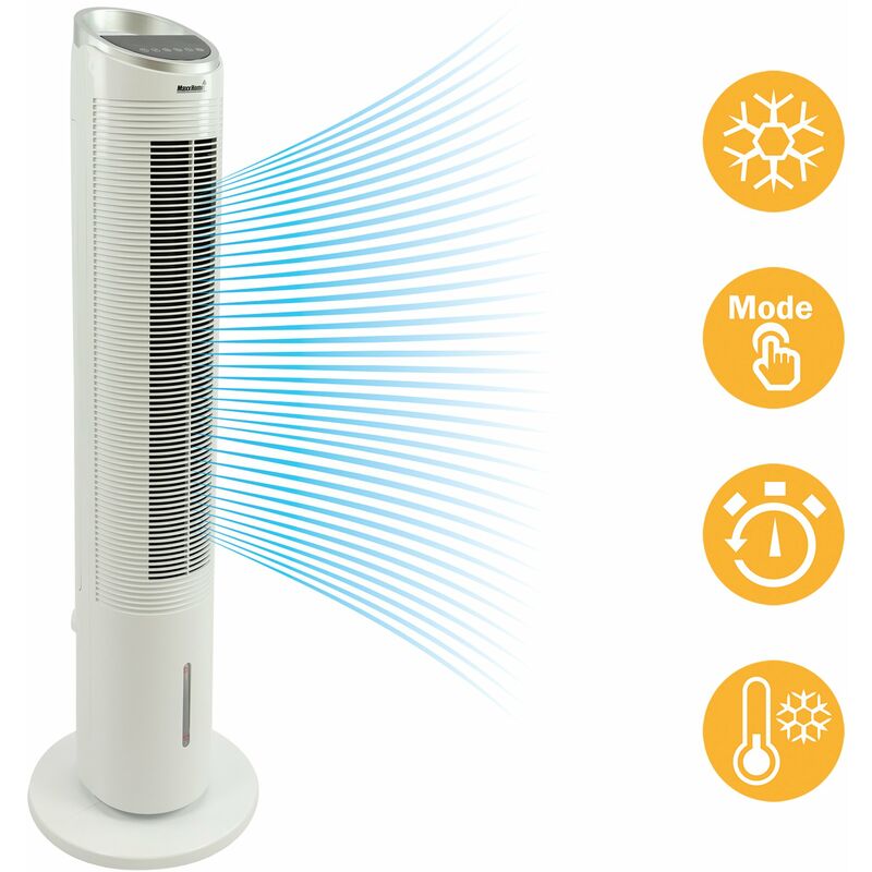 Ventilateur Colonne - Silencieux - Oscillant - 60W - Blanc - Télécommande - 3 Modes - 3 Vitesses - Maxxhome