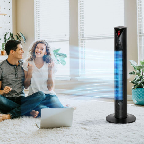 Ventilateur colonne silencieux oscillation 70° minuterie 12h 4 modes 3 vitesses 45W 31.5 x 31.5 x 96 cm noir