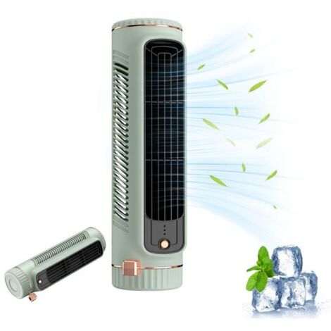 Ventilateur Colonne Silencieux, refroidisseur, climatiseur, ventilateur tour , 3 vitesses, rechargeable par USB,vert