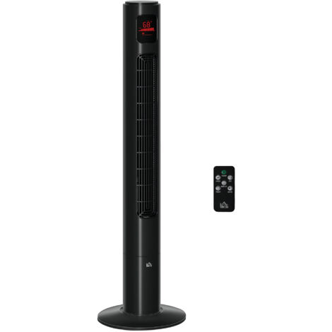 Ventilateur colonne tour oscillant 45 W silencieux télécommande timer 3 modes 3 vitesses noir