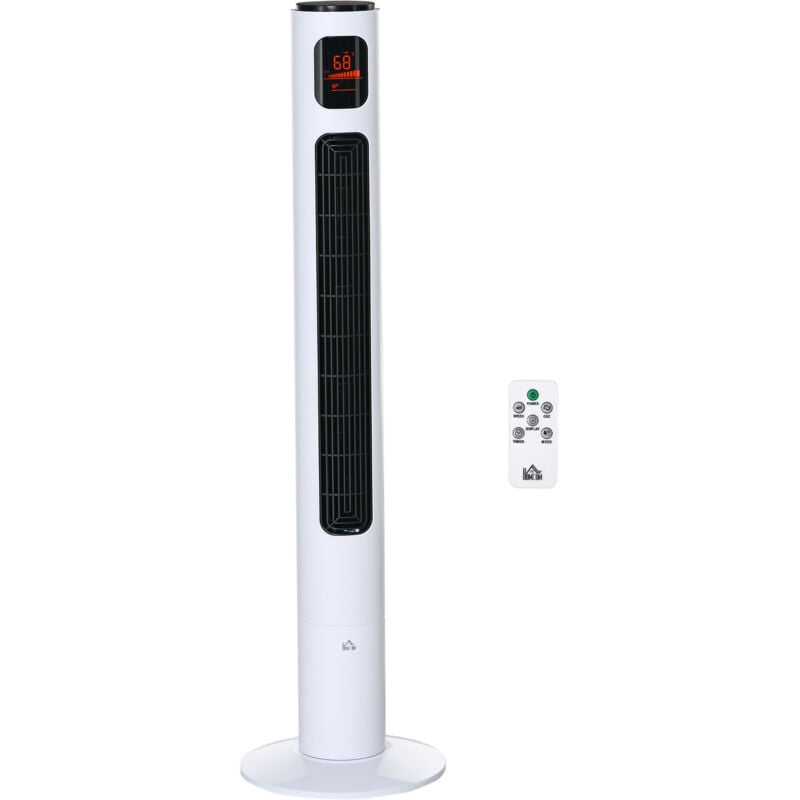 Homcom - Ventilateur colonne tour oscillant 45 w silencieux télécommande timer 3 modes 3 vitesses blanc