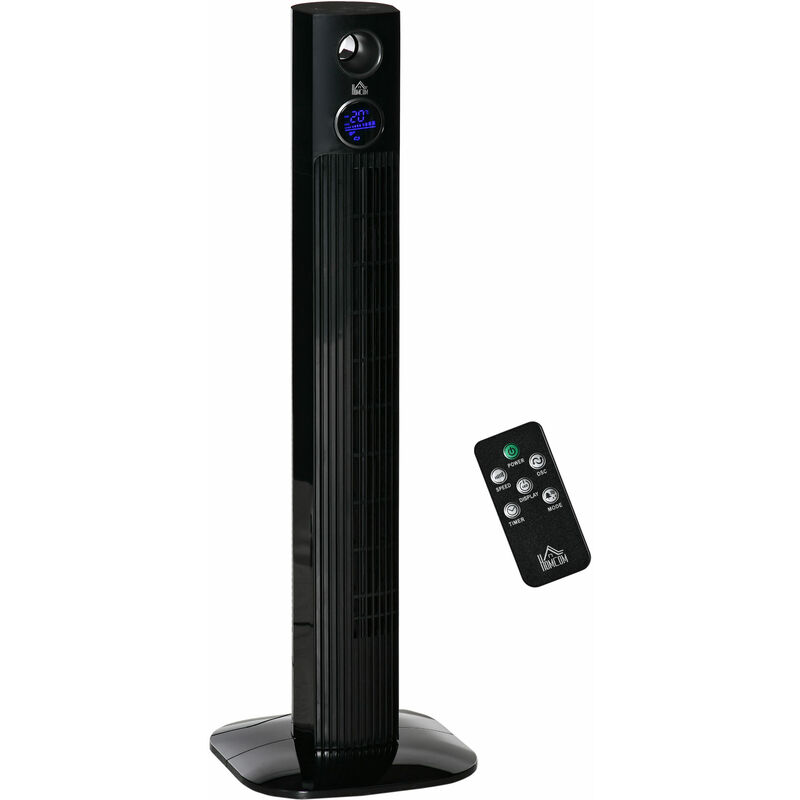 Homcom - Ventilateur colonne tour oscillant 45 w silencieux télécommande timer aromathérapie 3 modes 3 vitesses noir