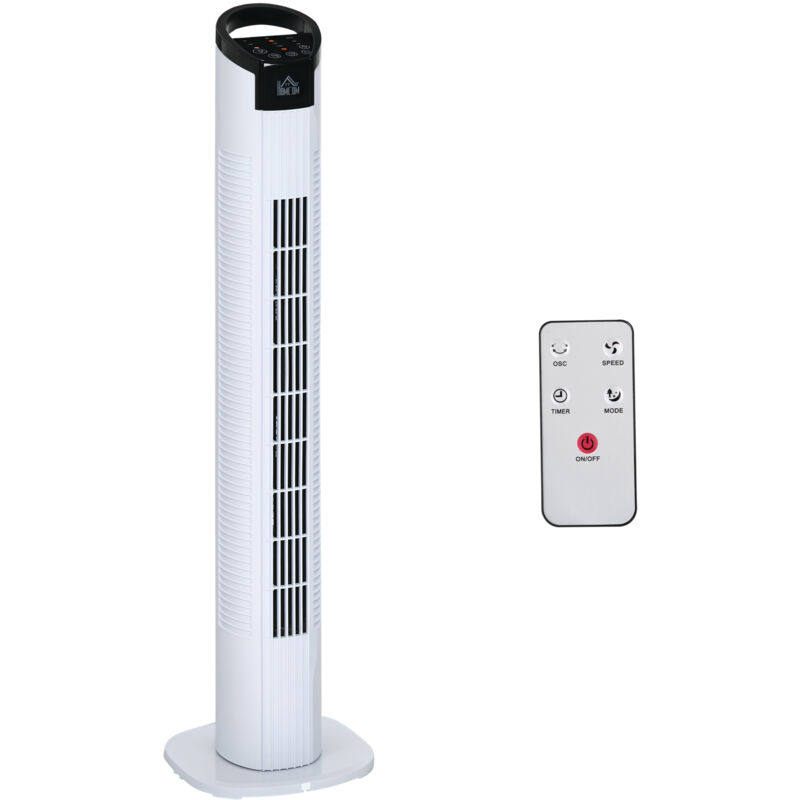 Homcom - Ventilateur colonne oscillant 50W 3 vitesses H78,5cm D20cm Blanc-Noir