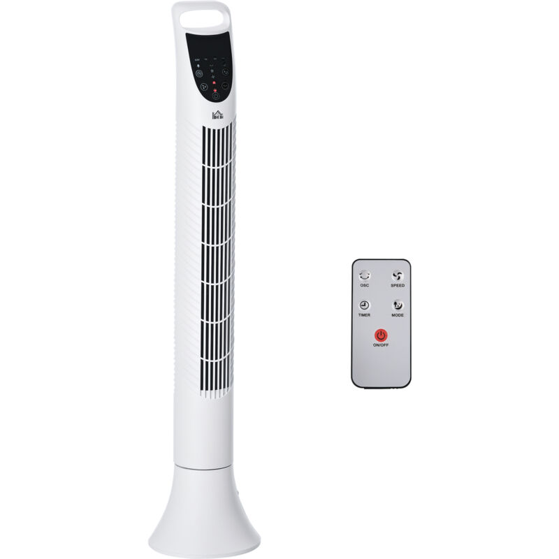 Homcom - Ventilateur colonne tour oscillant silencieux 40 w télécommande panneau contrôle tactile 3 vitesses H.91,5 cm blanc