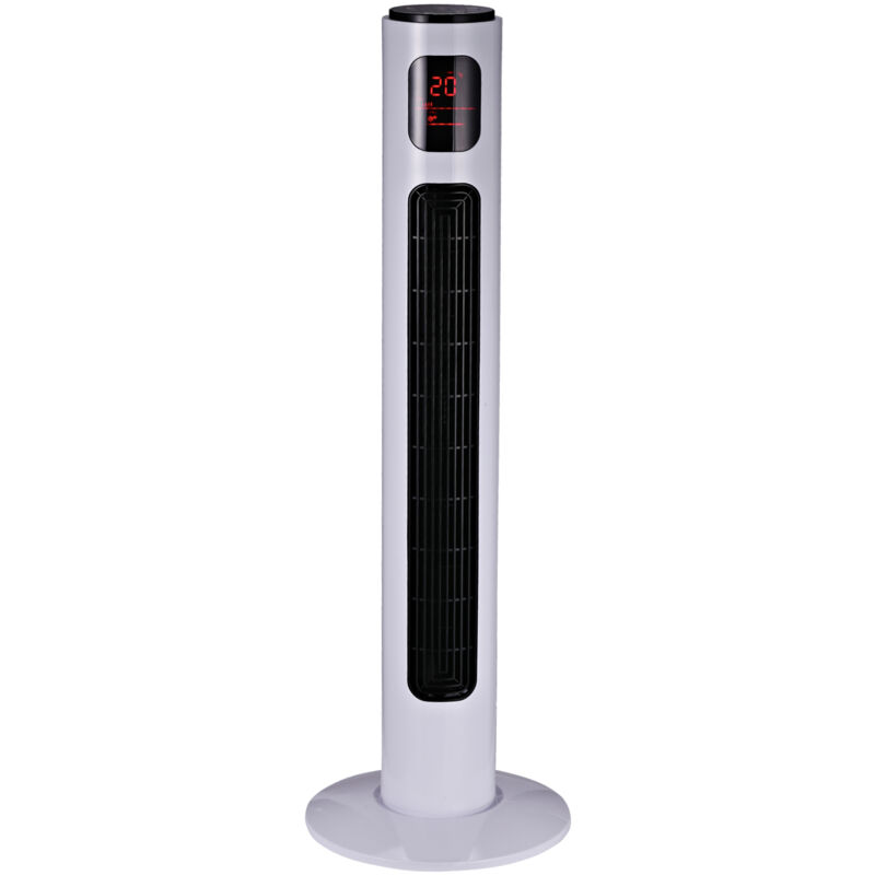 Ventilateur colonne oscillant Homcom 45W 3 vitesses H96cm blanc noir
