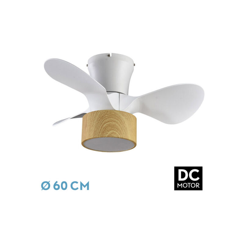 FABRILAMP Ventilateur DC 24w Kos White/Beech 3 pales 60d 6 Vel. 2390lm 3000-4500-6000k avec télécommande, mémoire et minuterie