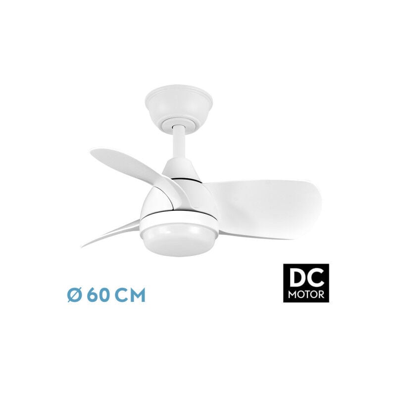 Fabrilamp - Ventilateur Dc 24w Pirdo White 3 Lames 60d 2400lm 6 Vel. 3000-4500-6000k avec tremblement de terre, mémoire et minuterie