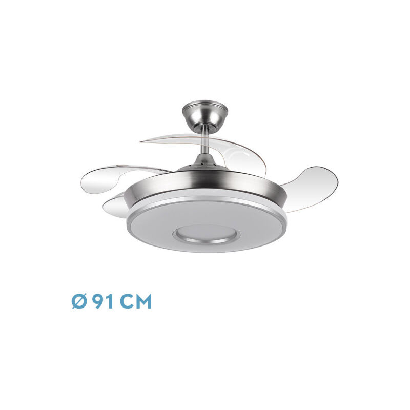 Fabrilamp - Ventilateur dc dani 59w 6980lm nickel 4steps 6speed 91d 3000-4000-6000k remot+reg.intensity+memory+time