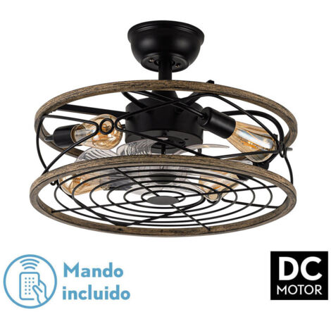 Ventilateur DC 4xE27 50 cm 8 pales noires transparentes Série Arcadia