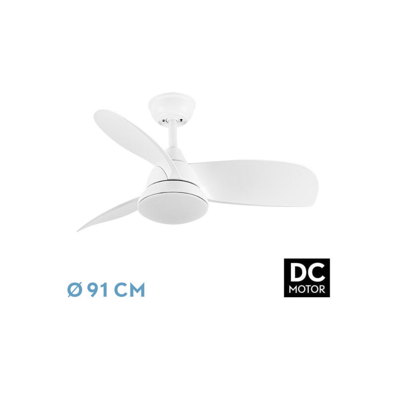 Fabrilamp - Abrila -Fan dc atomo Color White with threeblades 33 Temperatures - de Light With timer and remote control included Frame House Style and