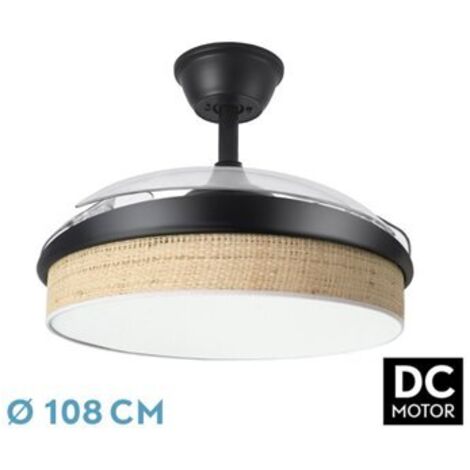 Ventilateur dc fashion 72w black/light brown 108d 3apas 7200lm 3000k,4000k,6000k remote+memory+timer