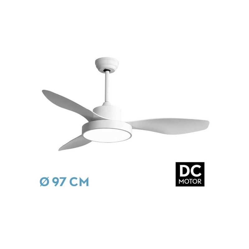 Fabrilamp - Ventilateur dc hayate 24w 2650lm white 3asp 6vel 97d 3000-4000-6000k remote,memory and timer.