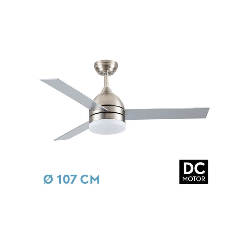 Fabrilamp - Ventilateur dc legio 26w nickel 3aspas silver/haya 107d 2950lm 3000-4000-6000k remote+memory+timer