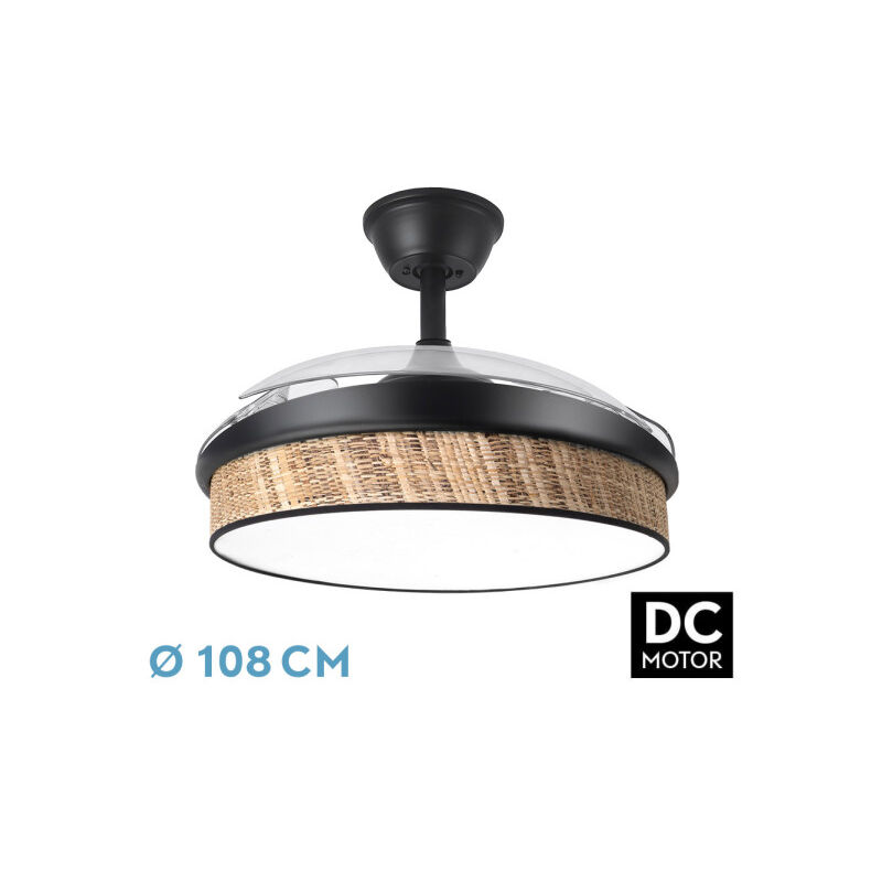 Ventilateur dc fashion 72w black/dark brown 108d 3asps 7200lm 3000k,4000k,6000k remote+memory+timer