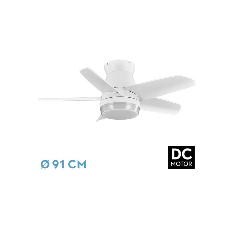Fabrilamp - Ventilateur dc neutron 24w 2400lm blanc 5 blades 91d 3000k,4500k,6000k, remote+timer+memory