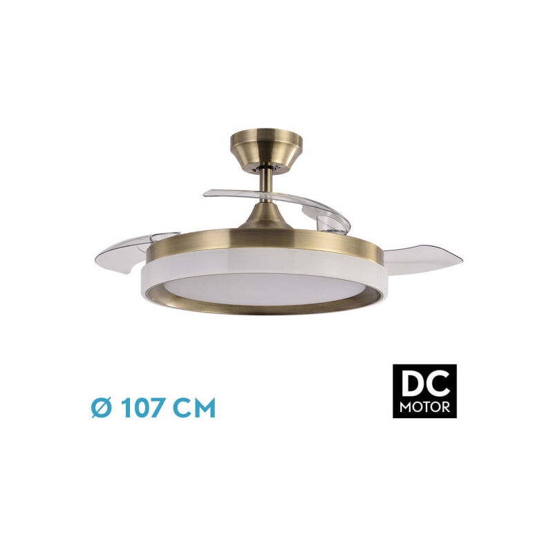 Ventilateur dc zenit leather 72w 3 blades folding 107d 7200lm 6vel 3000k,4500k,6000k, remote+timer+memory