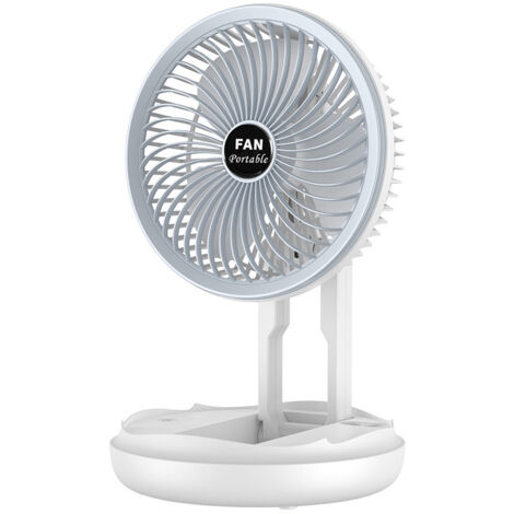 Ventilateur de bureau 18 cm  Petit ventilateur portable avec 4 vitesses et crochet  Ventilateur personnel pliable, silencieux et rechargeable par USB pour chambre, bureau, camping-car et autres acti