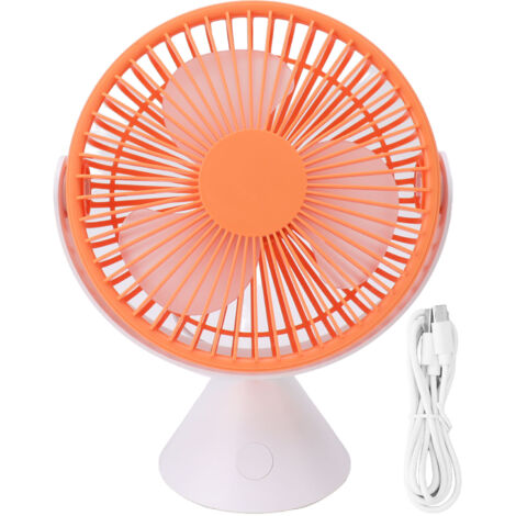 Ventilateur de Bureau 3 Vitesses USB, Rotation 360° pour Tente/Camping, Double Usage Table/Plafond, Batterie 1500mAh, Couleur Orange